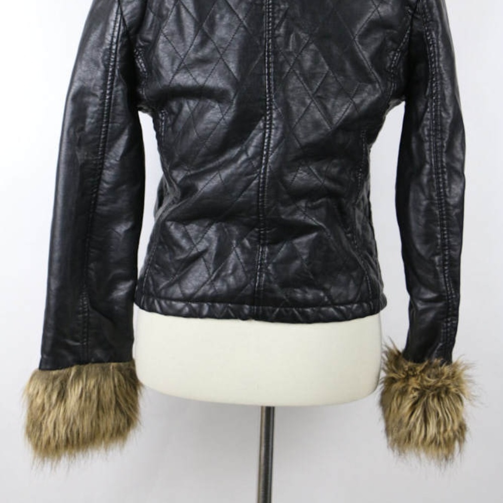 Member's Only Black Faux Leather with Faux Fur - Picture 6 of 6